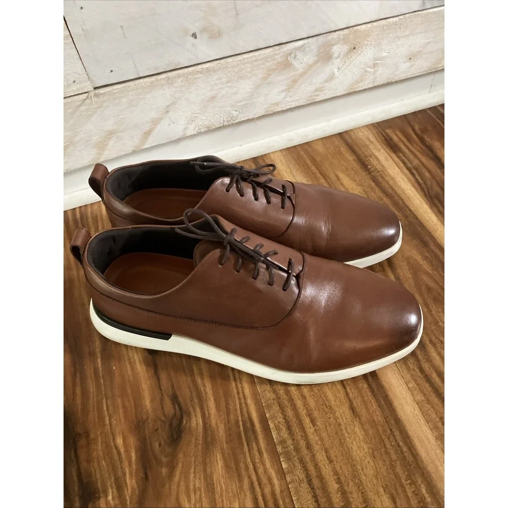 WOLF and SHEPHERD Brown Crossover Derby Lace Tie Shoes Sz 12.5 Preowned